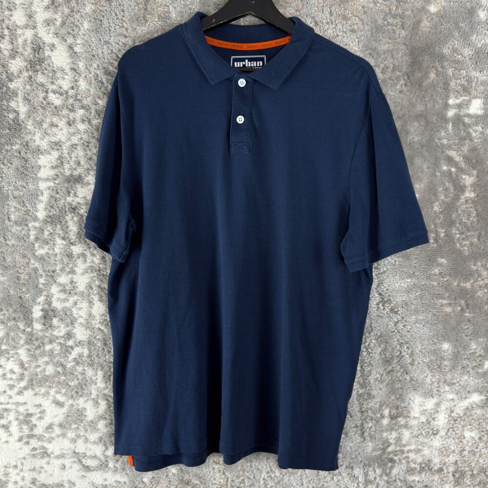 Urban Pipeline Size XL Minimalist Casual Button Polo Shirt Blue Short‎ Sleeve